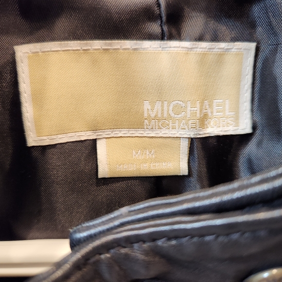 Michael Kors Leather Moto Jacket, Black, Size US M - Picture 6 of 15